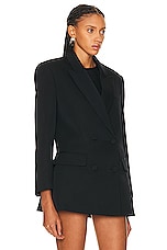 Valentino Solid Blazer in Nero, view 3, click to view large image.