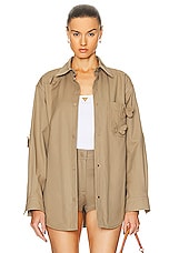 Valentino Embroidered Shacket in Beige, view 1, click to view large image.