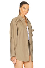 Valentino Embroidered Shacket in Beige, view 2, click to view large image.