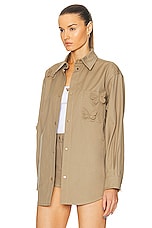Valentino Embroidered Shacket in Beige, view 3, click to view large image.