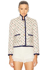 Valentino Cherry Quilted Jacket in Betulla, Cherry, & Navy | FWRD