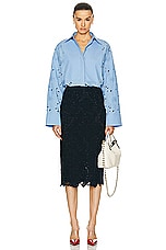 Valentino Midi Skirt in Navy, view 4, click to view large image.