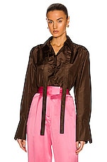 Valentino Long Sleeve Shirt in Deep Chocolate, view 1, click to view large image.