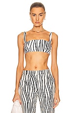 Valentino Printed Crop Top in Avorio & Nero, view 1, click to view large image.