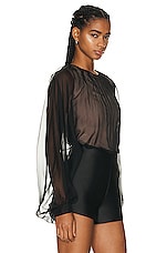 Valentino Chiffon Top in Nero & Sand, view 2, click to view large image.