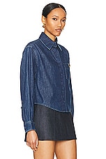 Valentino Chambray Top in Medium Blue Denim, view 2, click to view large image.