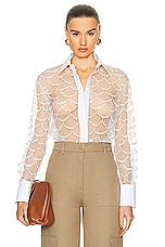 Valentino Embroidered Shirt in Avorio, view 1, click to view large image.