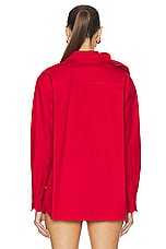 Valentino Shoulder Detail Button Down Shirt in Rosso, view 4, click to view large image.
