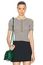 Valentino Lurex Knit Top in Avorio, Navy, & Oro, view 1, click to view large image.