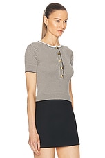 Valentino Lurex Knit Top in Avorio, Navy, & Oro, view 2, click to view large image.