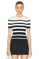 Valentino Stripe Top in Navy & Avorio, view 1, click to view large image.
