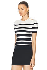 Valentino Stripe Top in Navy & Avorio, view 3, click to view large image.