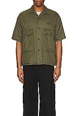 Visvim Cornet Down Shirt in Olive, view 4, click to view large image.