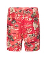 WACKO MARIA Hawaiian Shorts Type-1 in Red, view 2, click to view large image.