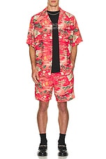 WACKO MARIA Hawaiian Shorts Type-1 in Red, view 4, click to view large image.