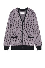 トップス 23aw WACKO MARIA/MOHAIR KNIT CARDIGAN XL WACKO MARIA Leopard Mohair Cardigan in Purple | FWRD