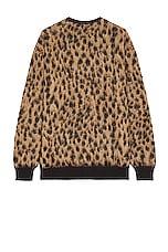 WACKO MARIA Leopard Mohair Cardigan in Beige, view 2, click to view large image.