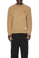 WACKO MARIA Classic Crew Neck Sweater in Beige, view 4, click to view large image.