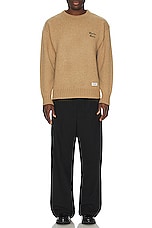 WACKO MARIA Classic Crew Neck Sweater in Beige, view 5, click to view large image.