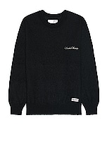 WACKO MARIA Mohair Crew Neck Sweater in Black, view 1, click to view large image.
