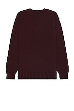 WACKO MARIA Intarsia Crew Neck Sweater in Burgundy, view 2, click to view large image.