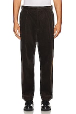WACKO MARIA Double Pleated Corduroy Trousers in Brown, view 3, click to view large image.