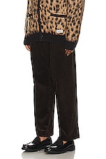 WACKO MARIA Double Pleated Corduroy Trousers in Brown, view 4, click to view large image.