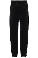 WACKO MARIA Velvet Track Pants in Black, view 2, click to view large image.