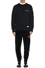 WACKO MARIA Velvet Track Pants in Black, view 7, click to view large image.