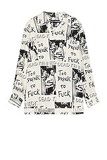 WACKO MARIA Dead Kennedys Hawaiian Long Sleeve Shirt in White, view 1, click to view large image.