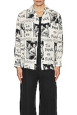 WACKO MARIA Dead Kennedys Hawaiian Long Sleeve Shirt in White, view 3, click to view large image.