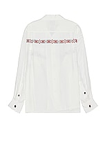 WACKO MARIA Wolf's Head Hawaiian Long Sleeve Shirt in White, view 2, click to view large image.