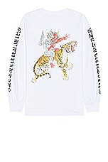 WACKO MARIA Tim Lehi Crew Neck Long Sleeve T-Shirt in White, view 1, click to view large image.