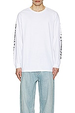 WACKO MARIA Tim Lehi Crew Neck Long Sleeve T-Shirt in White, view 3, click to view large image.