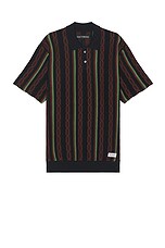 WACKO MARIA Knit Polo Shirt Type-2 in Black, view 1, click to view large image.