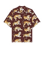 WACKO MARIA Hawaiian Shirt Type-6 in Brown, view 1, click to view large image.