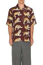 WACKO MARIA Hawaiian Shirt Type-6 in Brown, view 3, click to view large image.