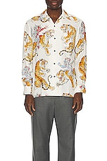 WACKO MARIA Tim Lehi Hawaiian Long Sleeve Shirt in White, view 3, click to view large image.