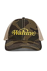 Wahine Trucker Hat in Camo & Beige, view 1, click to view large image.