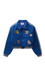 Wahine Univarsity Jacket in Blue, view 1, click to view large image.