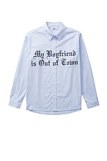 Wahine Out Of Town Shirt in Blue & White, view 1, click to view large image.