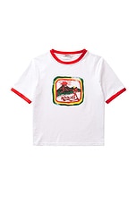 Wahine Ringer T Shirt in White & Red, view 1, click to view large image.