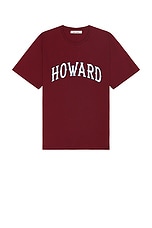 Wales Bonner Howard T Shirt in Maroon, view 1, click to view large image.