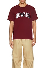 Wales Bonner Howard T Shirt in Maroon, view 4, click to view large image.