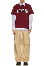 Wales Bonner Howard T Shirt in Maroon, view 5, click to view large image.