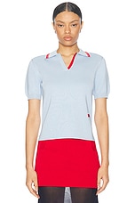 Wales Bonner Verse Polo Top in Celeste, view 1, click to view large image.