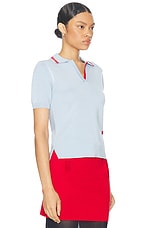 Wales Bonner Verse Polo Top in Celeste, view 2, click to view large image.