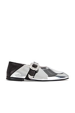 Wales Bonner Buckle Ballerina Flat in Silver, view 1, click to view large image.