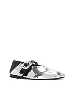 Wales Bonner Buckle Ballerina Flat in Silver, view 3, click to view large image.