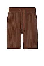 WAO Fully Knitted Pattern Short in Brown & Taupe, view 1, click to view large image.